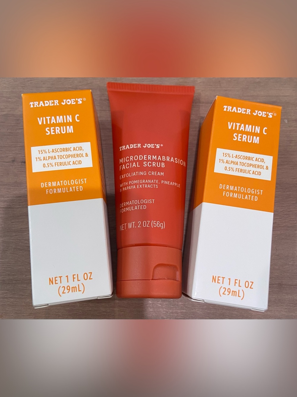 Trader Joe's Microdermabrasion Facial Scrub & Vitamin C Serum 2ct